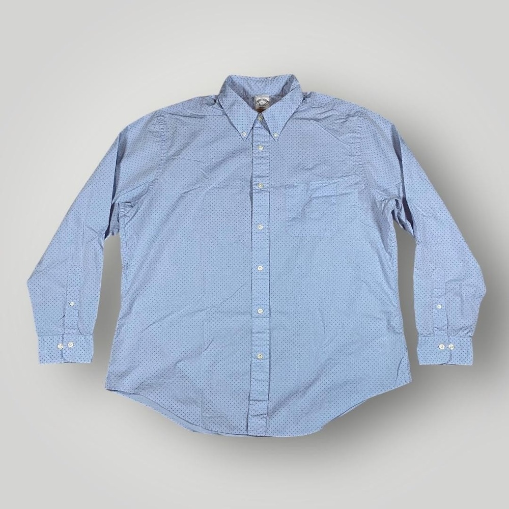 Brooks Brothers Shirt‎ Mens XL Light Blue Regent Cotton Button Down Micro Print